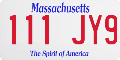 MA license plate 111JY9