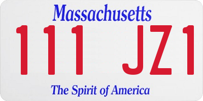 MA license plate 111JZ1