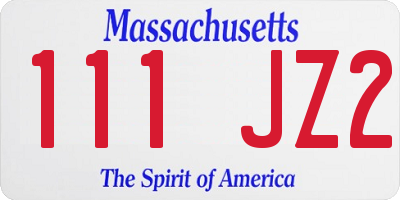 MA license plate 111JZ2