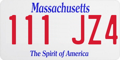 MA license plate 111JZ4
