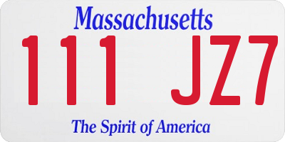 MA license plate 111JZ7