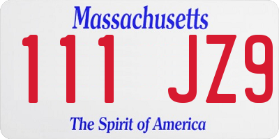 MA license plate 111JZ9