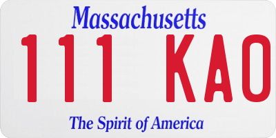 MA license plate 111KA0