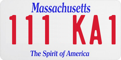 MA license plate 111KA1
