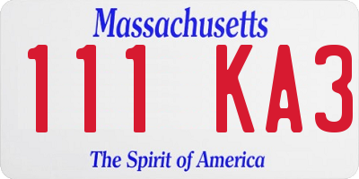 MA license plate 111KA3