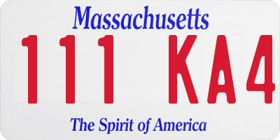 MA license plate 111KA4