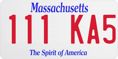 MA license plate 111KA5