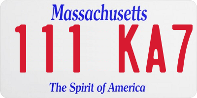 MA license plate 111KA7