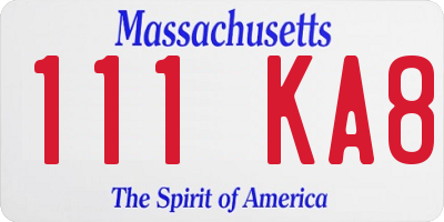 MA license plate 111KA8