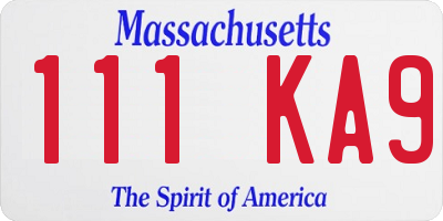 MA license plate 111KA9