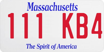 MA license plate 111KB4