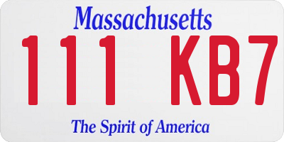 MA license plate 111KB7