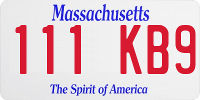 MA license plate 111KB9