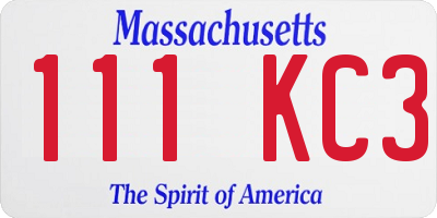 MA license plate 111KC3