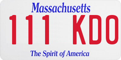 MA license plate 111KD0