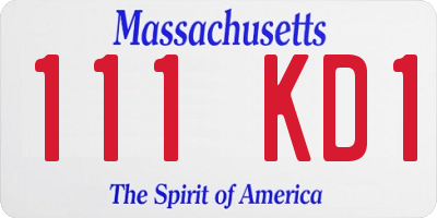 MA license plate 111KD1