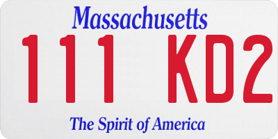 MA license plate 111KD2