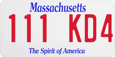 MA license plate 111KD4