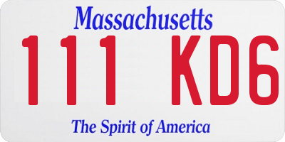 MA license plate 111KD6