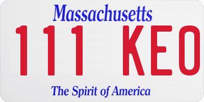 MA license plate 111KE0