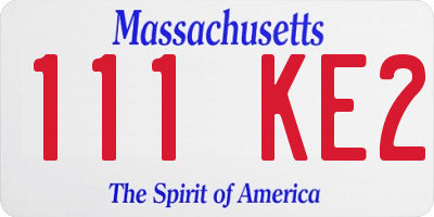 MA license plate 111KE2
