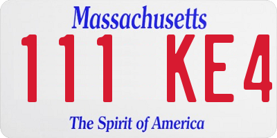 MA license plate 111KE4