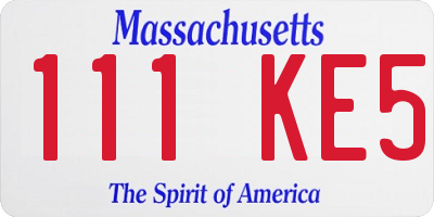 MA license plate 111KE5