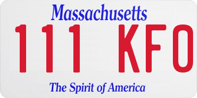 MA license plate 111KF0