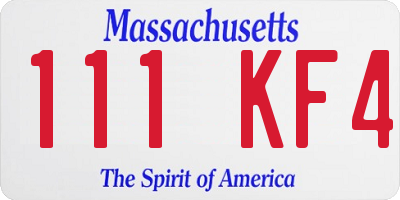 MA license plate 111KF4