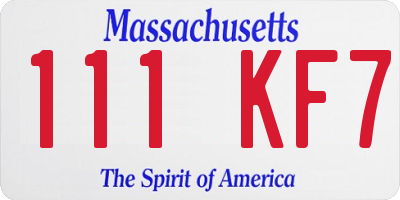 MA license plate 111KF7