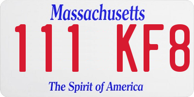 MA license plate 111KF8