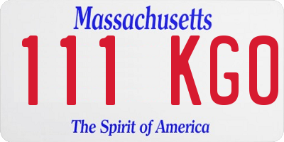MA license plate 111KG0