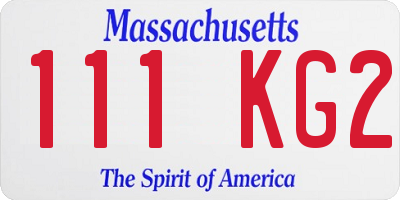 MA license plate 111KG2