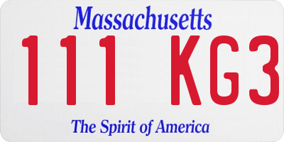 MA license plate 111KG3
