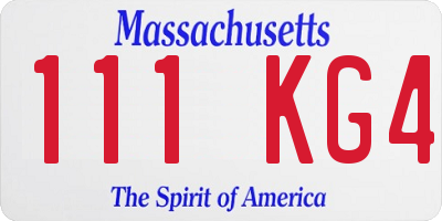 MA license plate 111KG4