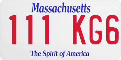 MA license plate 111KG6