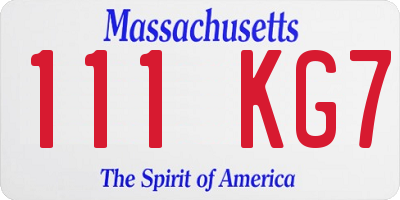 MA license plate 111KG7