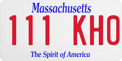 MA license plate 111KH0