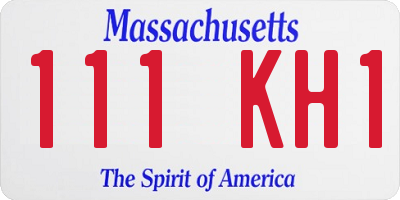 MA license plate 111KH1