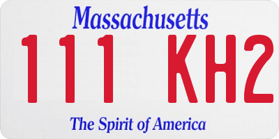 MA license plate 111KH2