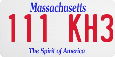 MA license plate 111KH3