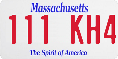 MA license plate 111KH4