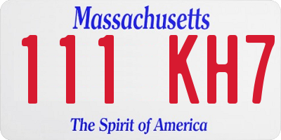 MA license plate 111KH7