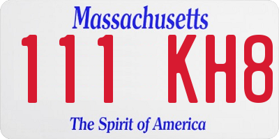 MA license plate 111KH8