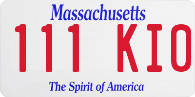 MA license plate 111KI0
