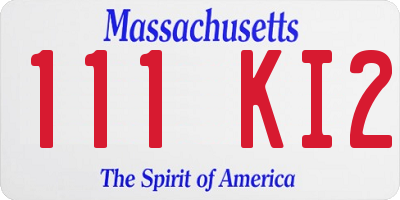 MA license plate 111KI2