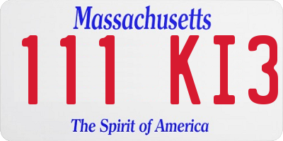 MA license plate 111KI3