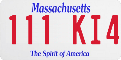 MA license plate 111KI4