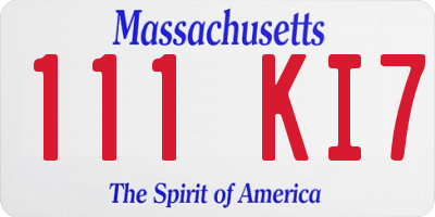 MA license plate 111KI7