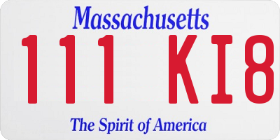 MA license plate 111KI8
